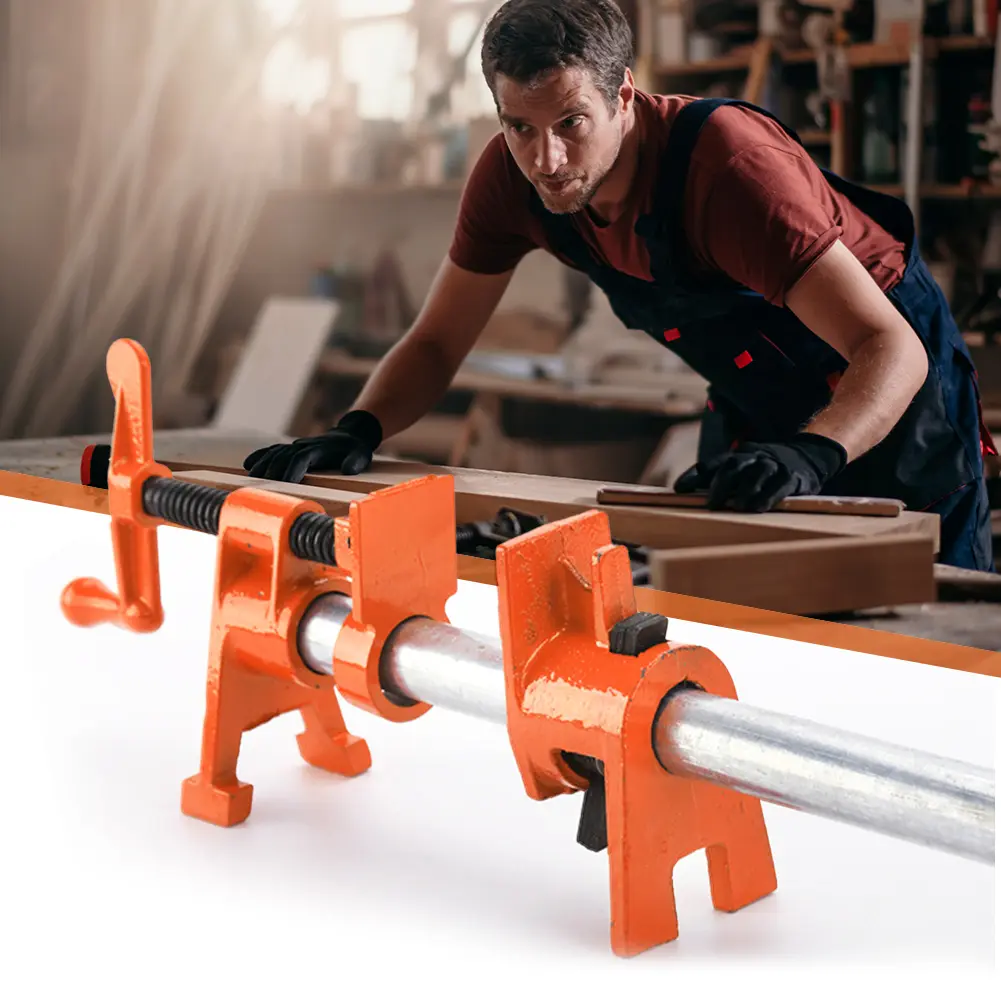 3/4in Wood Gluing Pipe Clamp Set Water Pipe Splice Clamp Ergonomic Quick Release Pipe Clamp Tools Multifunctional for Woodworker