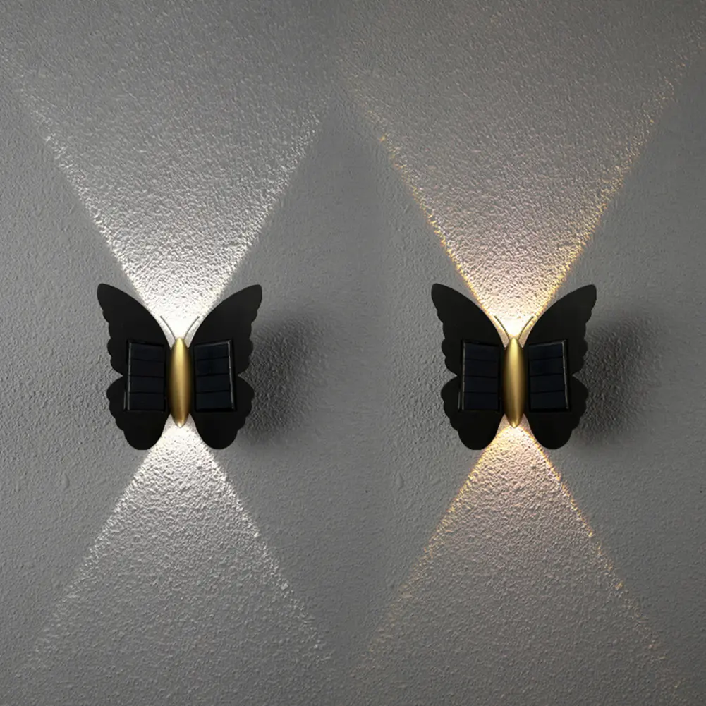 Butterfly Solar Wall Light Solar Powered Wall Light Motion Sensor Decorative Porch Light IP65 Waterproof for Garden Yard Hallway