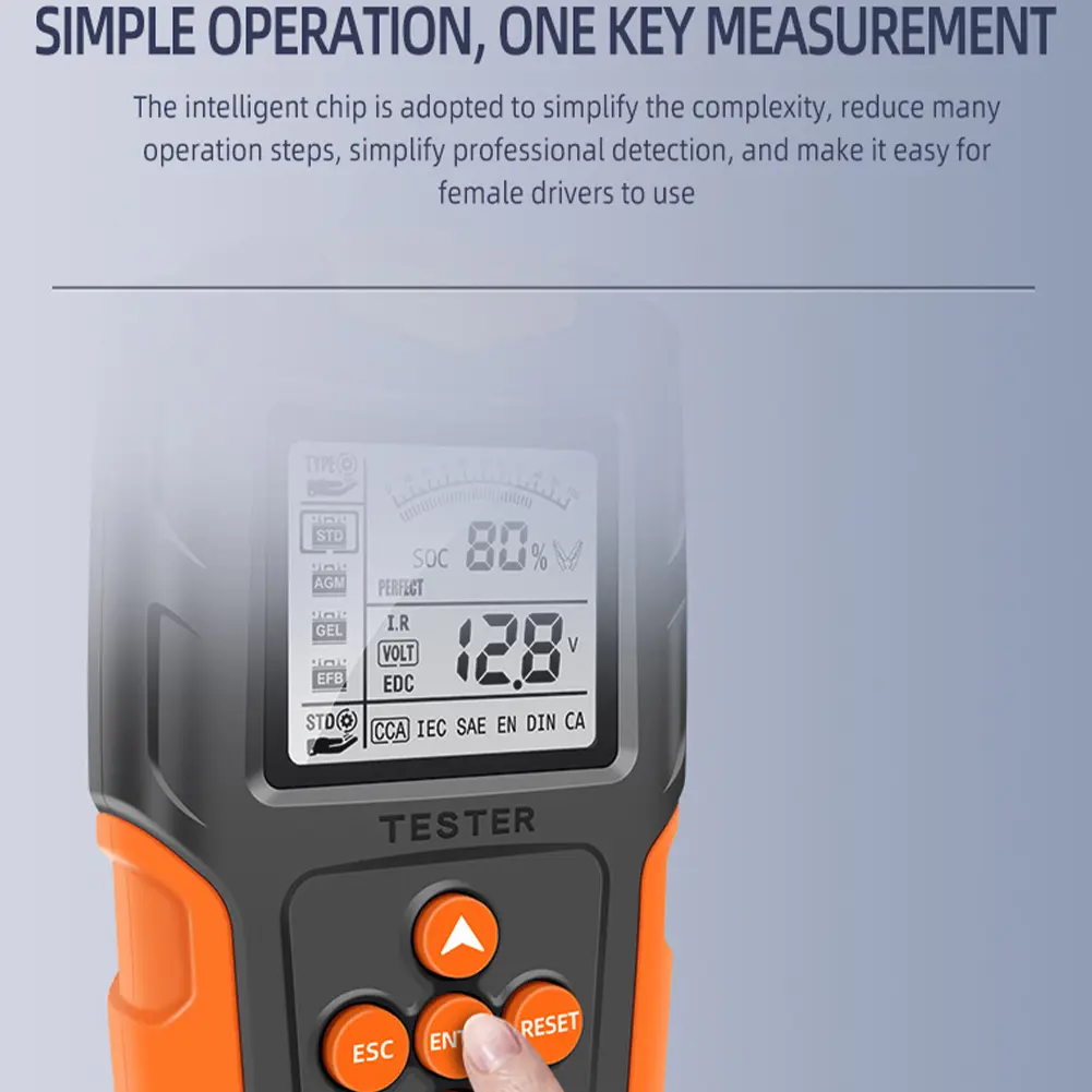 12V/24V Battery Capacity Tester Digital Display Car Battery Internal Resistance Tester Battery System Detector for Car Batteries