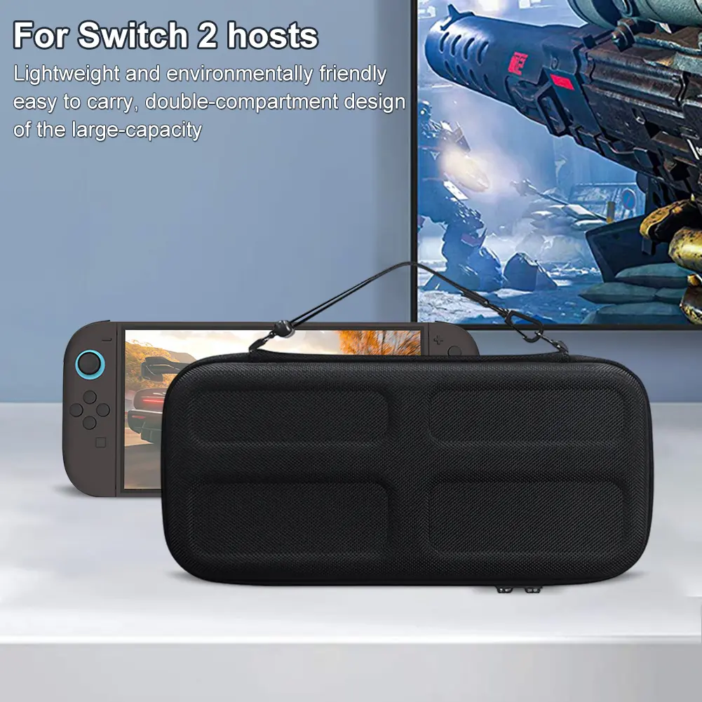 EVA Carrying Case for Nintendo for Switch 2 Protective Travel Bag Anti-drop Zipper Handbag with 10 Game Card Slots Organizer Bag