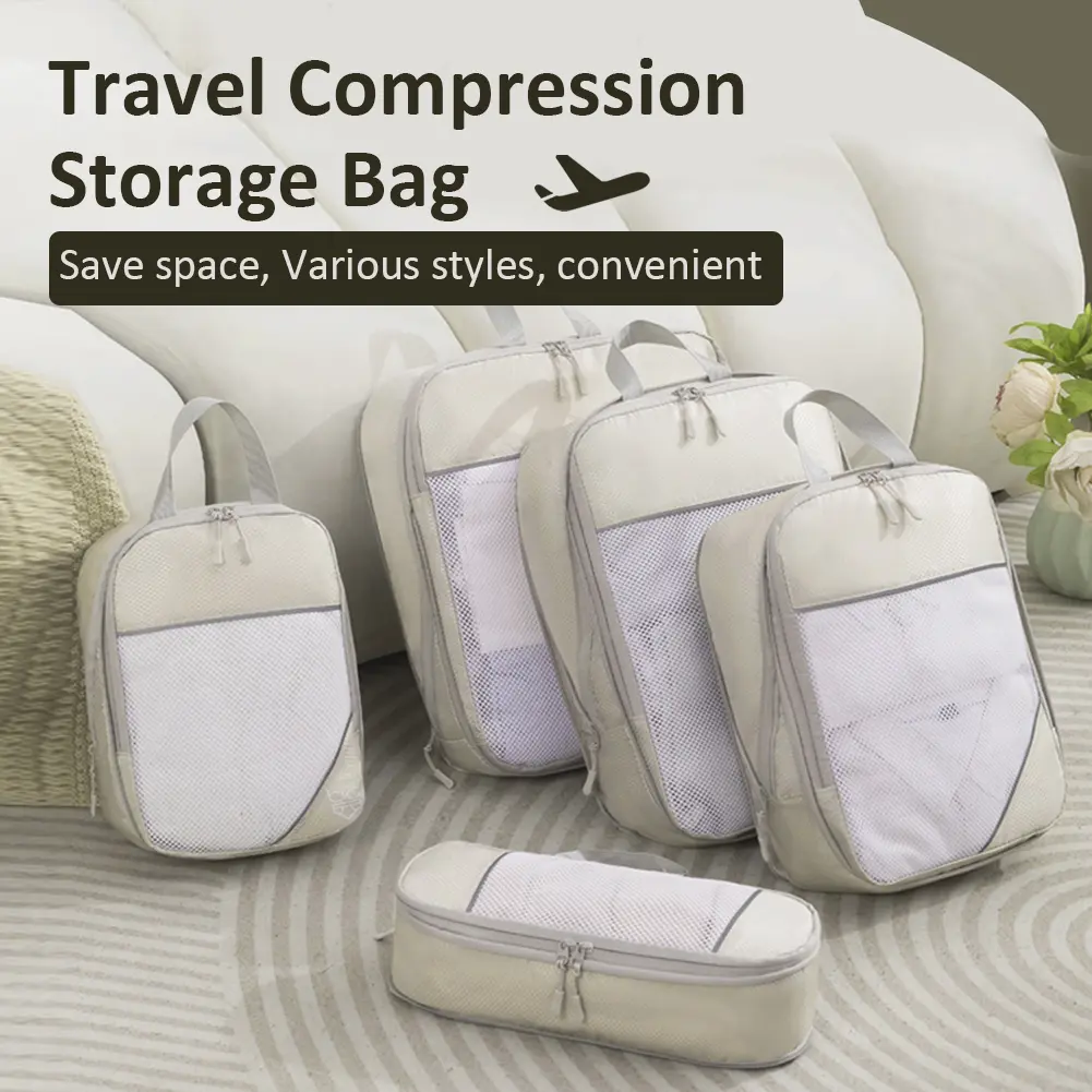 5Pcs Compressible Storage Bag with Handle Travel Organizer Bag Portable Luggage Storage Bag Outdoor Hiking Camping Picnic Bag