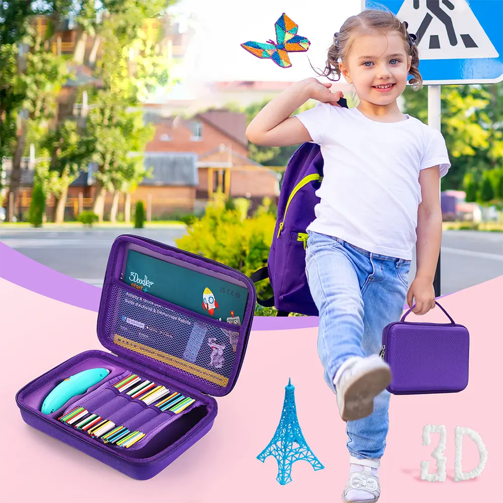 Storage Case for 3Doodler Start+ Essentials (2024) 3D Pen Set Shockproof Carrying Bag Anti-Drop Protective Case with Mesh Pocket