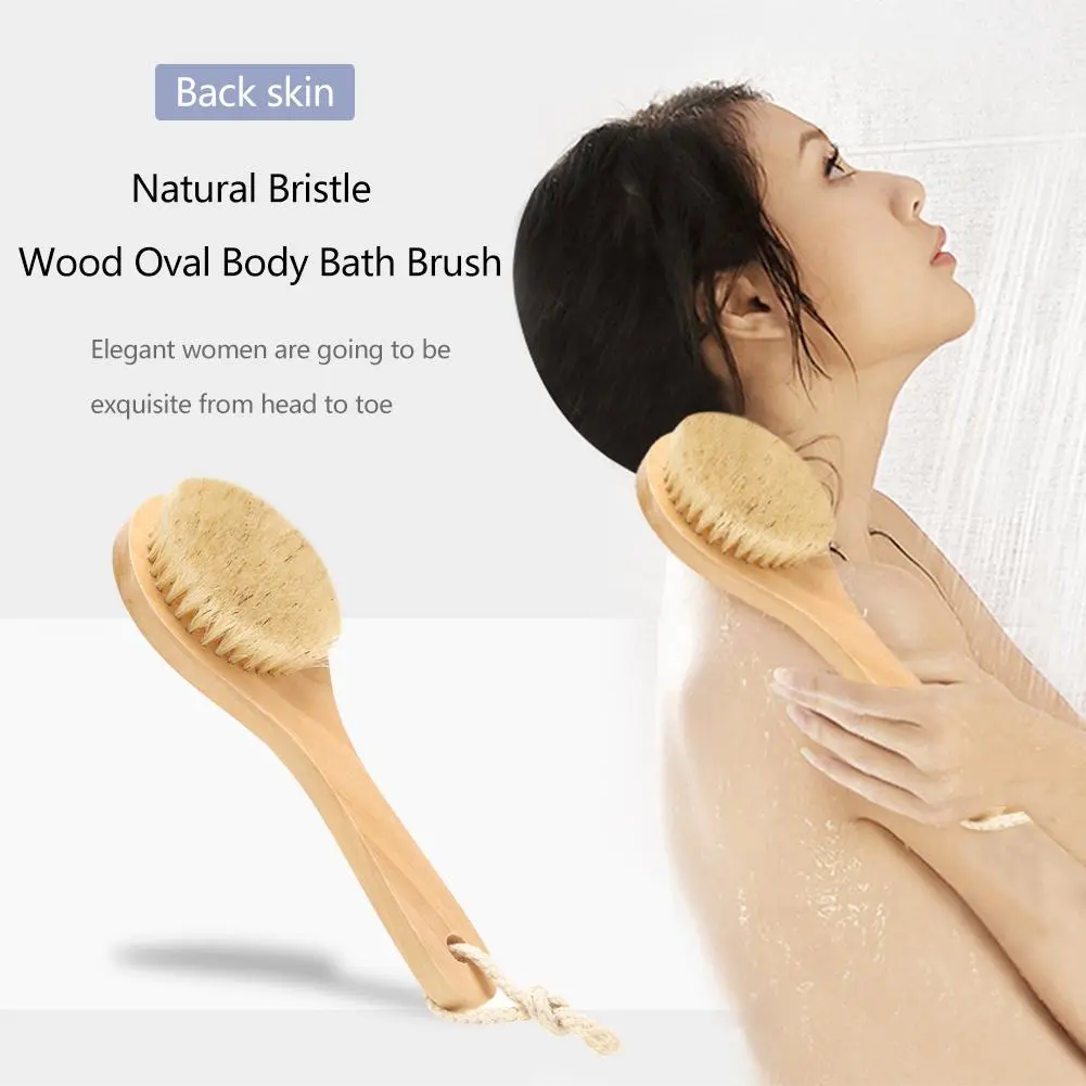 2-10PCS Scrubber Spa Washing Brush Home Adult Shower Washing Tools Bath Brush Long Wood Handle Bathroom Body Back Shower Bristle