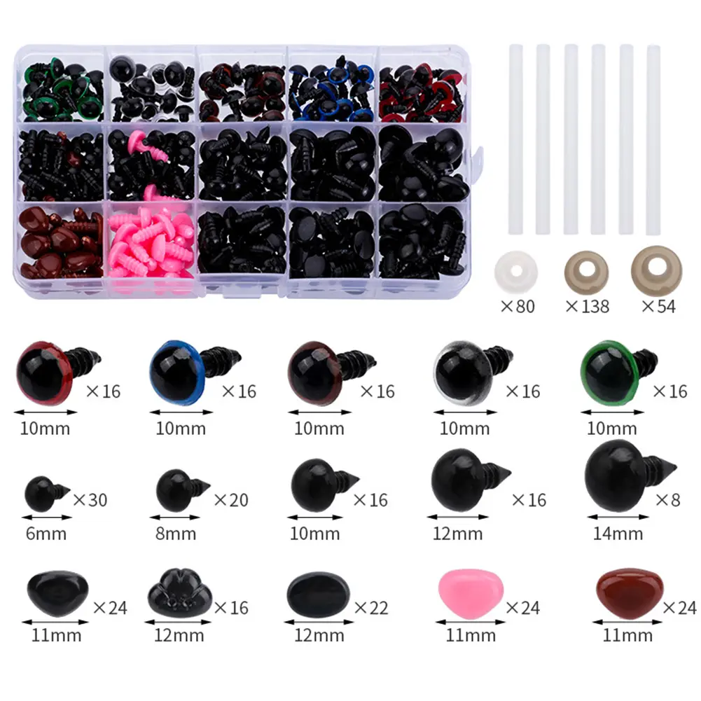 566PCS Safety Eyes and Noses for Crocheting Amigurumi Plastic Doll Eyes with Washers Crochet Eyes for Toys Making Knitted Plush