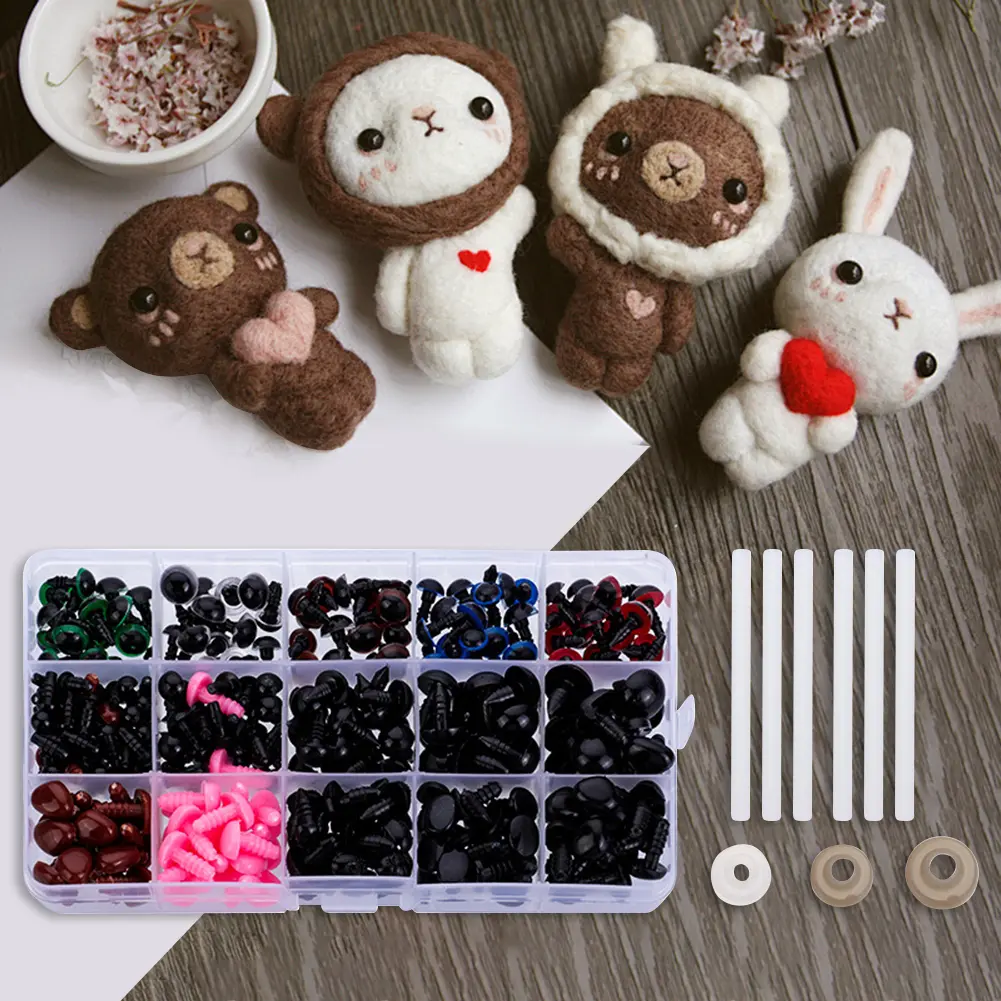 566PCS Safety Eyes and Noses for Crocheting Amigurumi Plastic Doll Eyes with Washers Crochet Eyes for Toys Making Knitted Plush