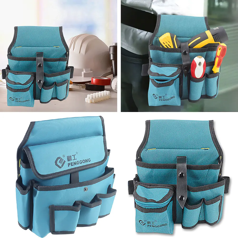 Oxford Cloth Electrician Waist Tool Bag Waterproof Multi-pockets Waist Pocket Portable Tool Pocket for Drill Wrench Screwdriver