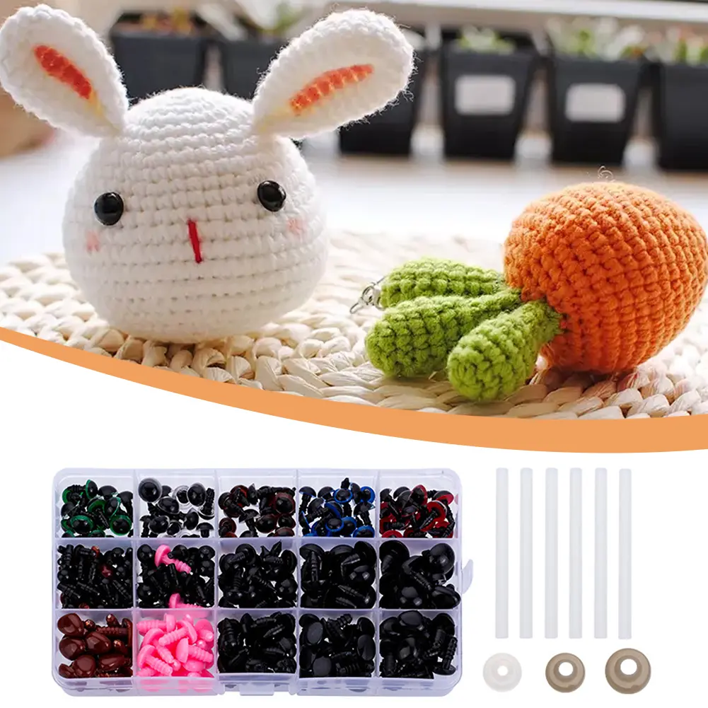566PCS Safety Eyes and Noses for Crocheting Amigurumi Plastic Doll Eyes with Washers Crochet Eyes for Toys Making Knitted Plush