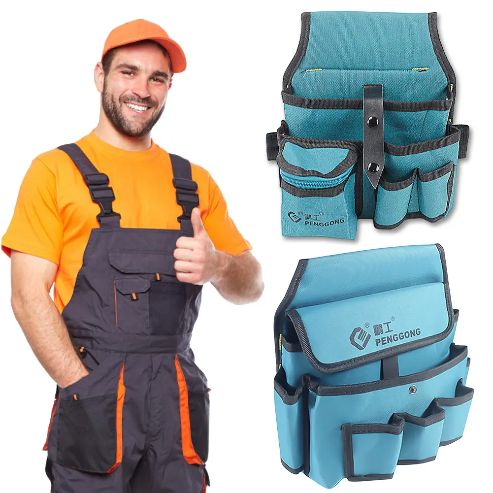 Oxford Cloth Electrician Waist Tool Bag Waterproof Multi-pockets Waist Pocket Portable Tool Pocket for Drill Wrench Screwdriver