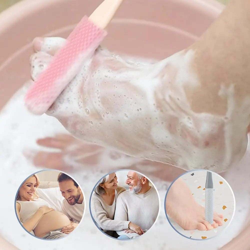 2-5Set Toe Cleaning Brush Toe Seam Scrubbing Brush with Long Handle Relieve Itch Brush for Ash Wash Dead Skin Remove