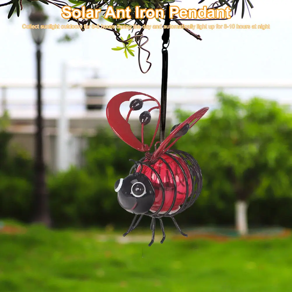 Hanging Bee Solar Garden Lights Decor Metal LED Outside Bugs Solar Fairy Lights Outdoor Hanging Lights for Outside Garden Decor