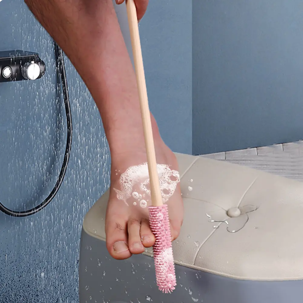 2-5Set Toe Cleaning Brush Toe Seam Scrubbing Brush with Long Handle Relieve Itch Brush for Ash Wash Dead Skin Remove