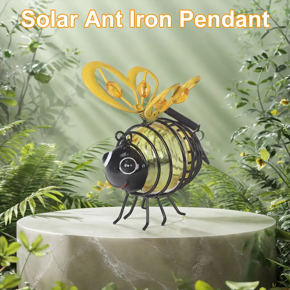 Hanging Bee Solar Garden Lights Decor Metal LED Outside Bugs Solar Fairy Lights Outdoor Hanging Lights for Outside Garden Decor