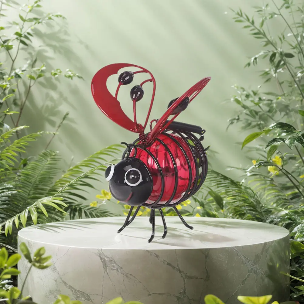 Hanging Bee Solar Garden Lights Decor Metal LED Outside Bugs Solar Fairy Lights Outdoor Hanging Lights for Outside Garden Decor