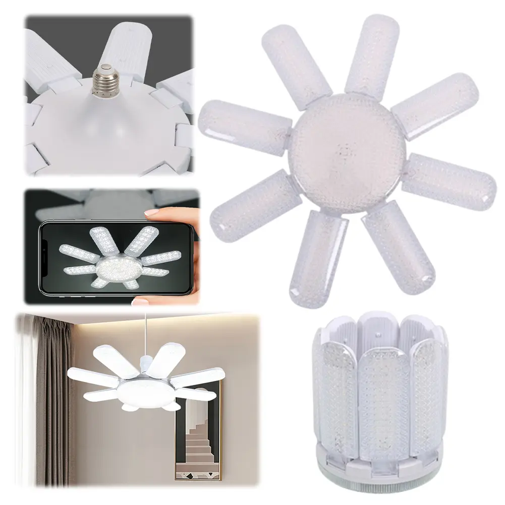 Folding Chandelier E27 Lamp Base Foldable Light Eye Caring Collapsible Lamp for Living Room Dining Room
