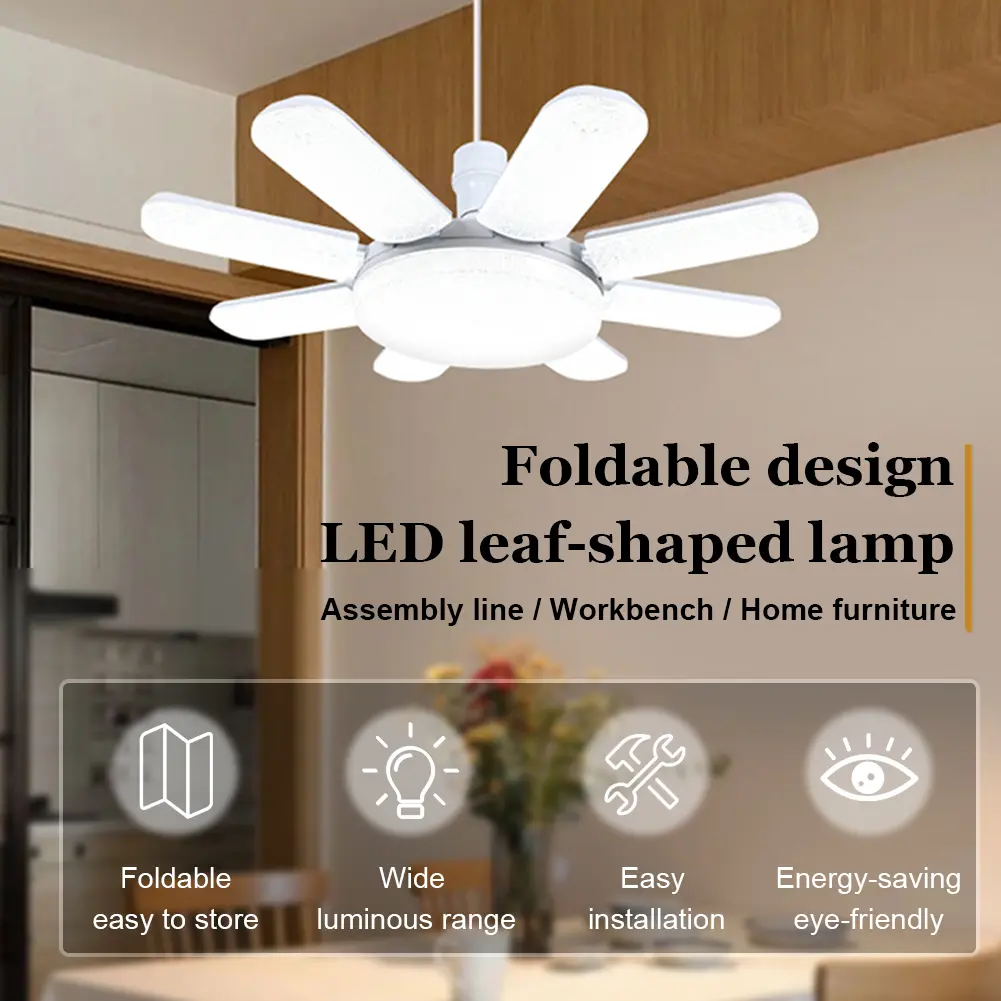 Folding Chandelier E27 Lamp Base Foldable Light Eye Caring Collapsible Lamp for Living Room Dining Room