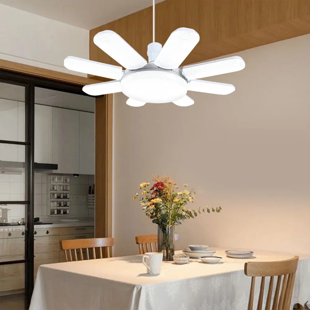 Folding Chandelier E27 Lamp Base Foldable Light Eye Caring Collapsible Lamp for Living Room Dining Room