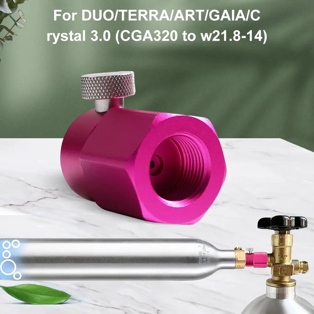 CO2 Refill Adapter Quick Connect Cylinder Refill Adapter CGA320 To W21.8-14 Soda Cylinder Adapter Leakproof for Homebrew Beer