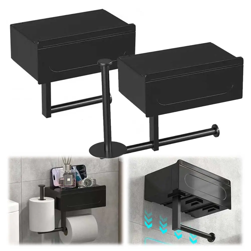 Toilet Paper Holder Wall Mounted Flushable Wipe Dispenser with Storage Bathroom Storage Dispenser for Bathroom