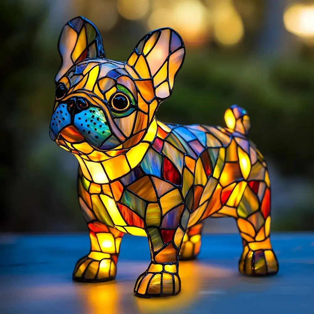 Dog Lamp Stained Resin Dog Tabletop Night Light Resin Cute Pet Dogs Themed LED Table Lamps Canine Decor Fun Gift for Dog Lovers