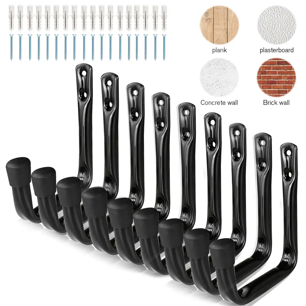 9 Pack Garage Hook Heavy Duty Storage Hook Hanging Wall Mount Hanger for Ladder Extension Garden Tool
