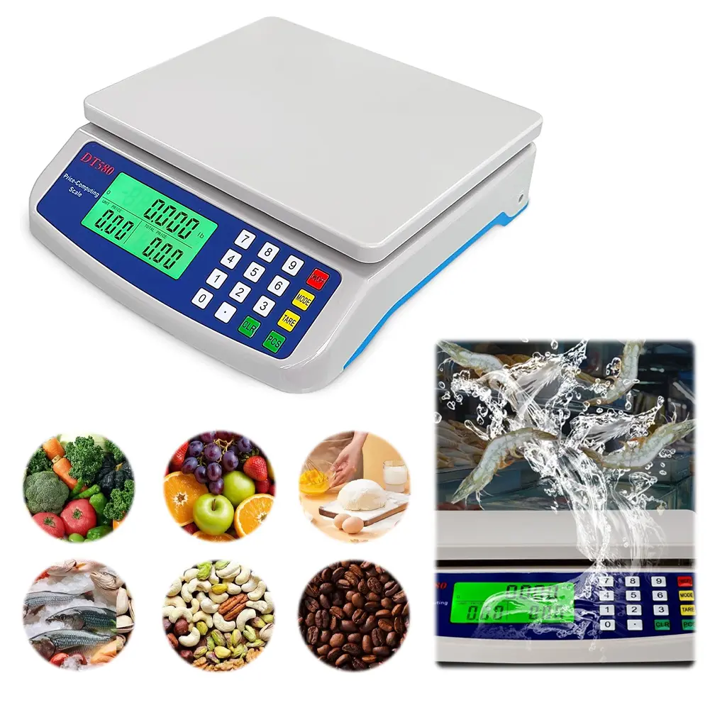 40kg/1g Large Digital Kitchen Scale with Tare Function Commercial Food Scale Stainless Steel Counting Scale for Meat Vegetables