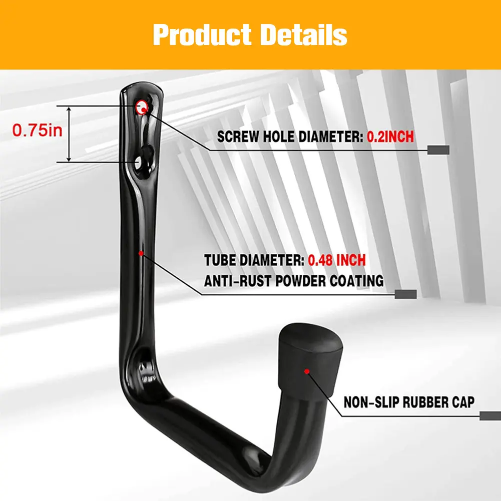 9 Pack Garage Hook Heavy Duty Storage Hook Hanging Wall Mount Hanger for Ladder Extension Garden Tool