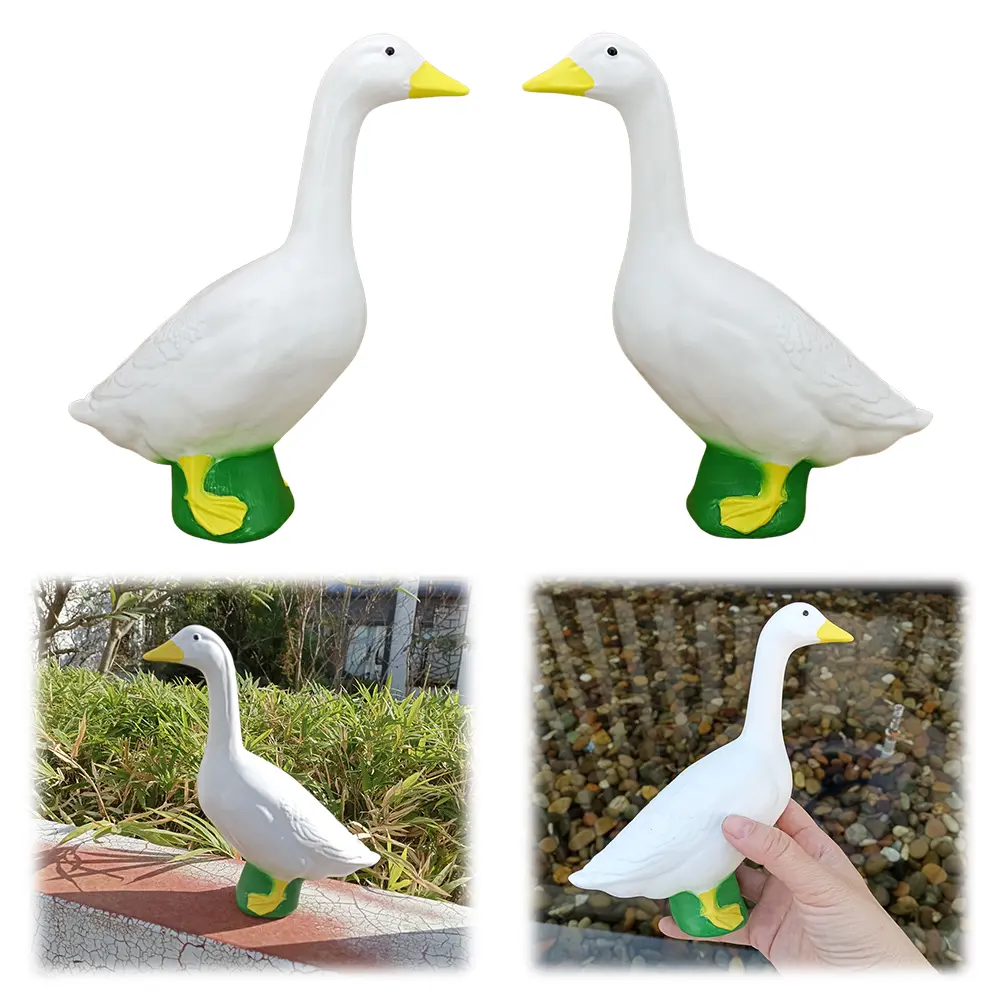 18cm Large White Goose Statue Resin Simulation Goose Yard Decoration Cute White Goose Sculpture for Backyard Balcony