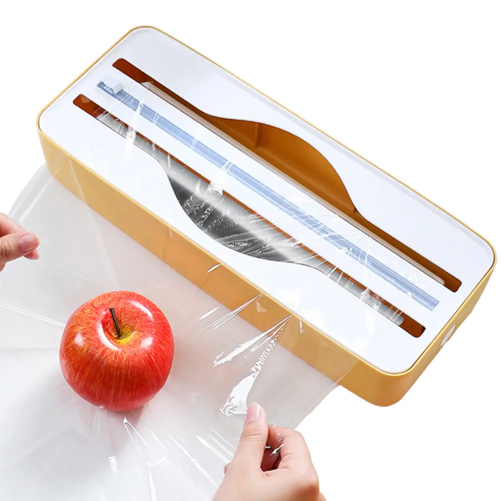 Dual-Slot Refillable Wrap Dispenser Baking Paper Cutter Kitchen Two Way Cutter for Cling Film Aluminum Foil