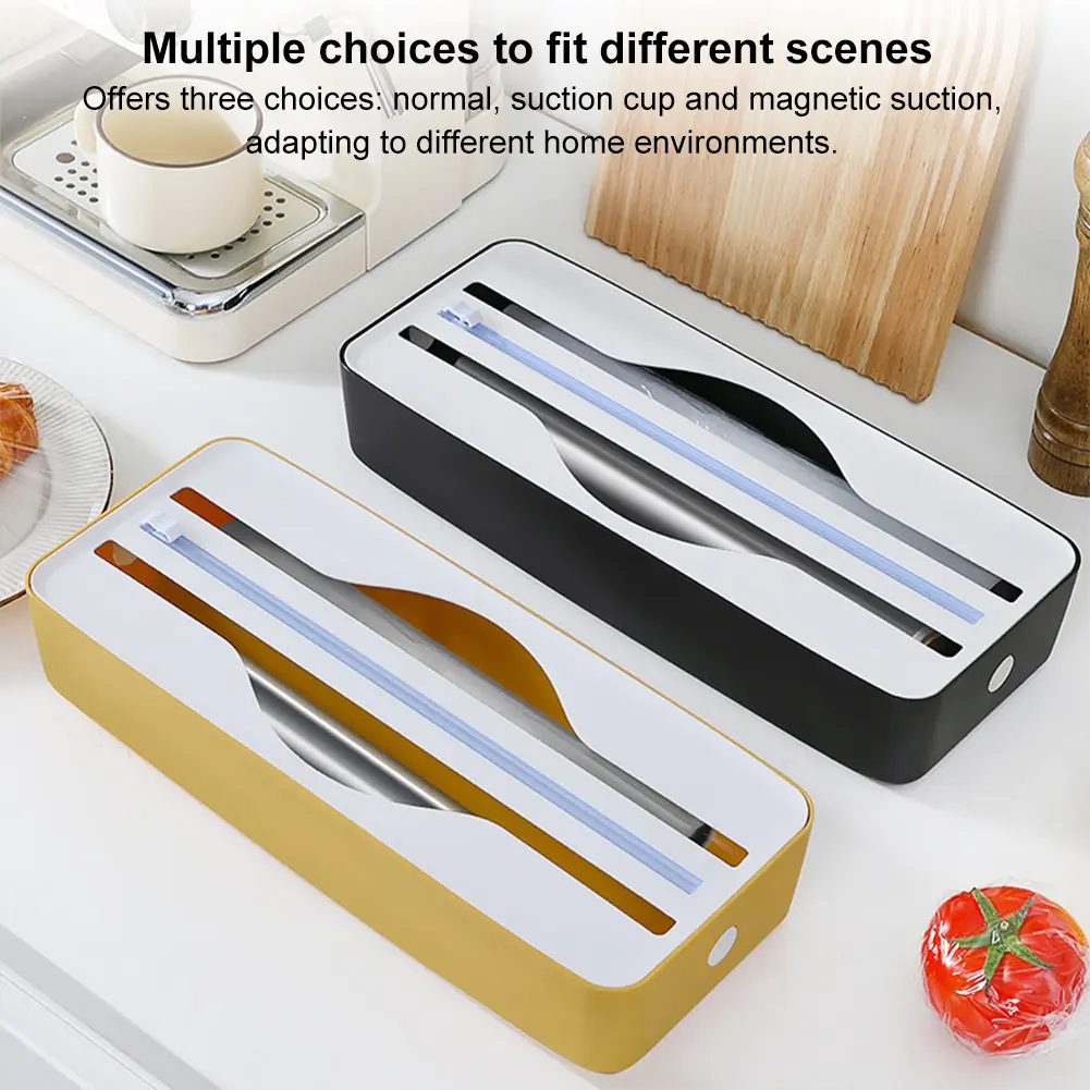 Dual-Slot Refillable Wrap Dispenser Baking Paper Cutter Kitchen Two Way Cutter for Cling Film Aluminum Foil