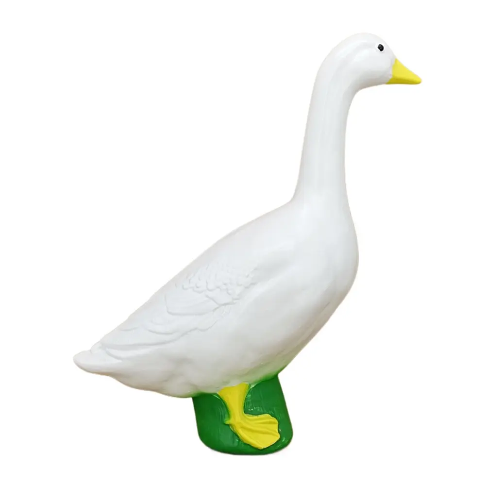 18cm Large White Goose Statue Resin Simulation Goose Yard Decoration Cute White Goose Sculpture for Backyard Balcony