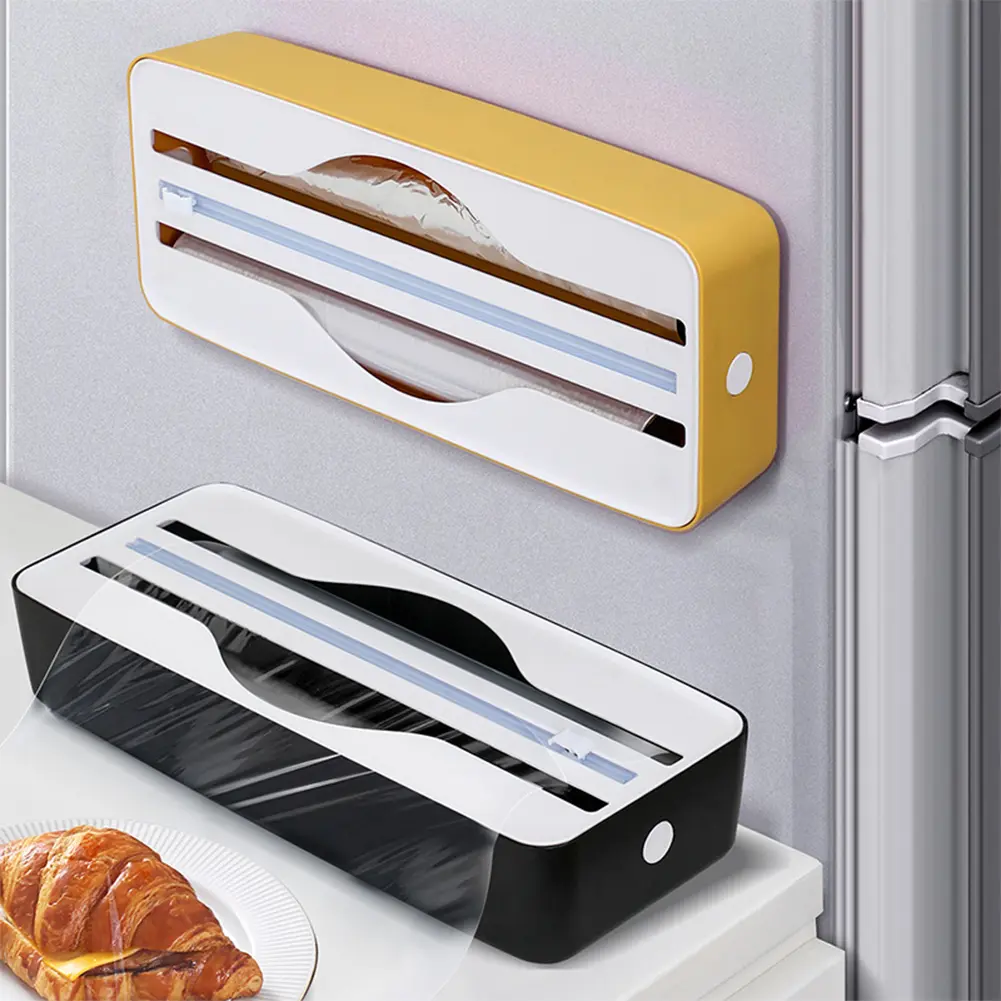 Dual-Slot Refillable Wrap Dispenser Baking Paper Cutter Kitchen Two Way Cutter for Cling Film Aluminum Foil