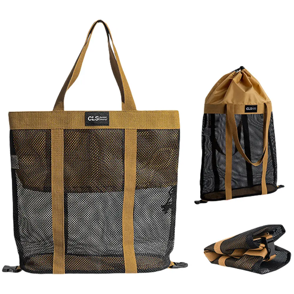 Portable Shopping Bag Large Capacity Foldable Beach Handbag Folding Picnic Bag Camping Storage Bag for Vacation Travel