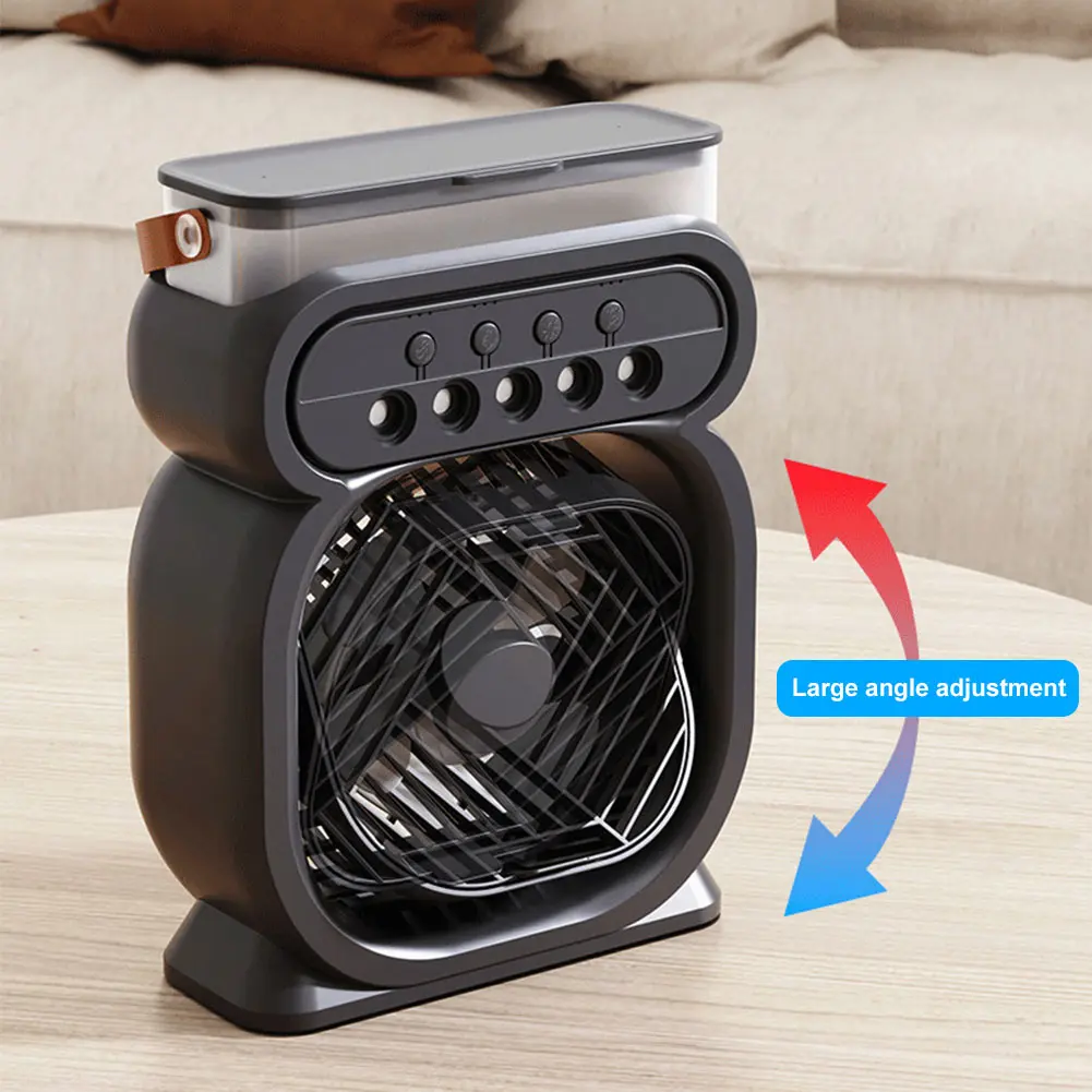 3 In 1 Portable Air Conditioner 3 Speeds Desk Fan LED Night Lights Small Cooling Fan for Room Bedroom Office Desk