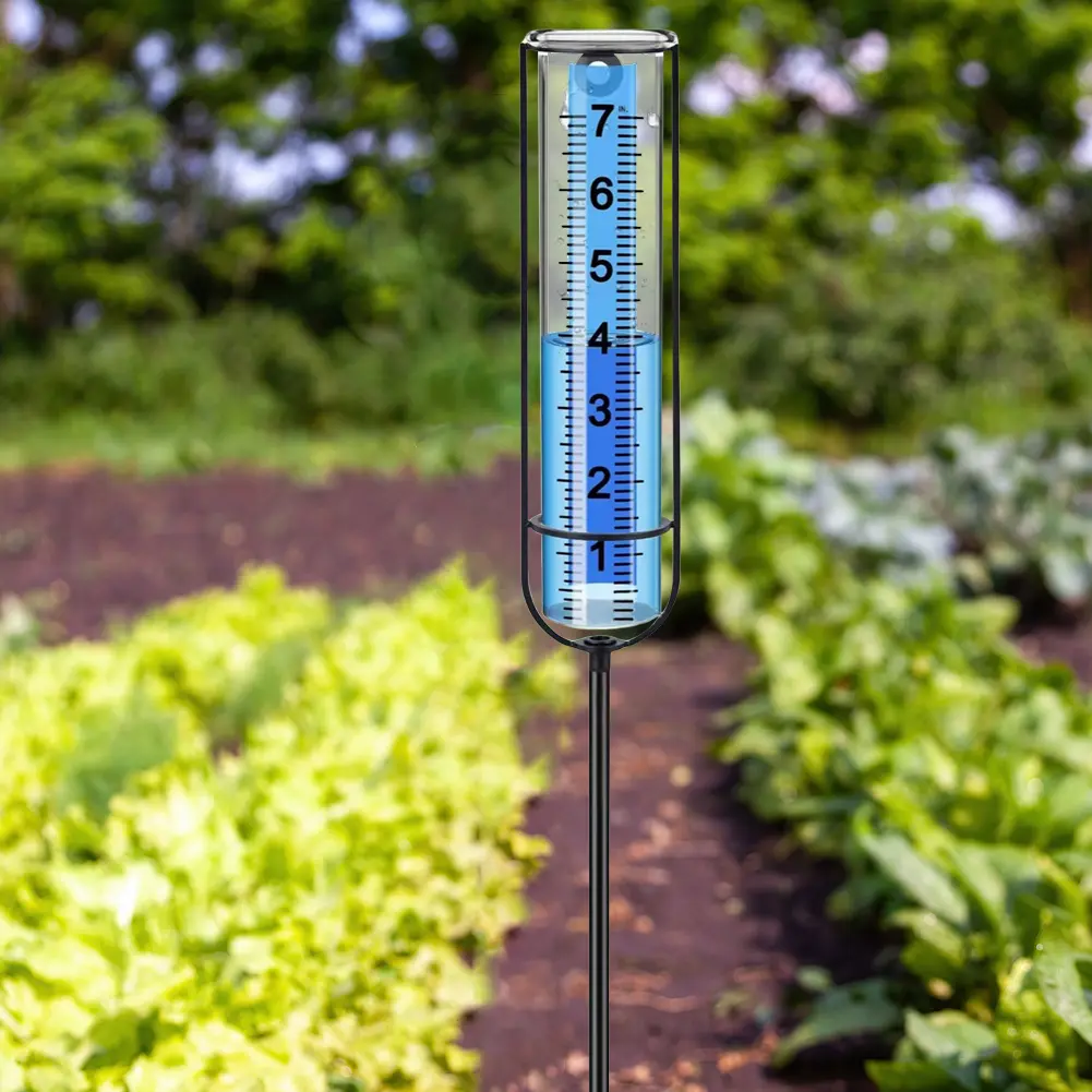 Water Rain Meter with Stake Transparent Rain Gauge Adjustable Height Freeze Proof Rain Gauge for Garden Lawn Yard