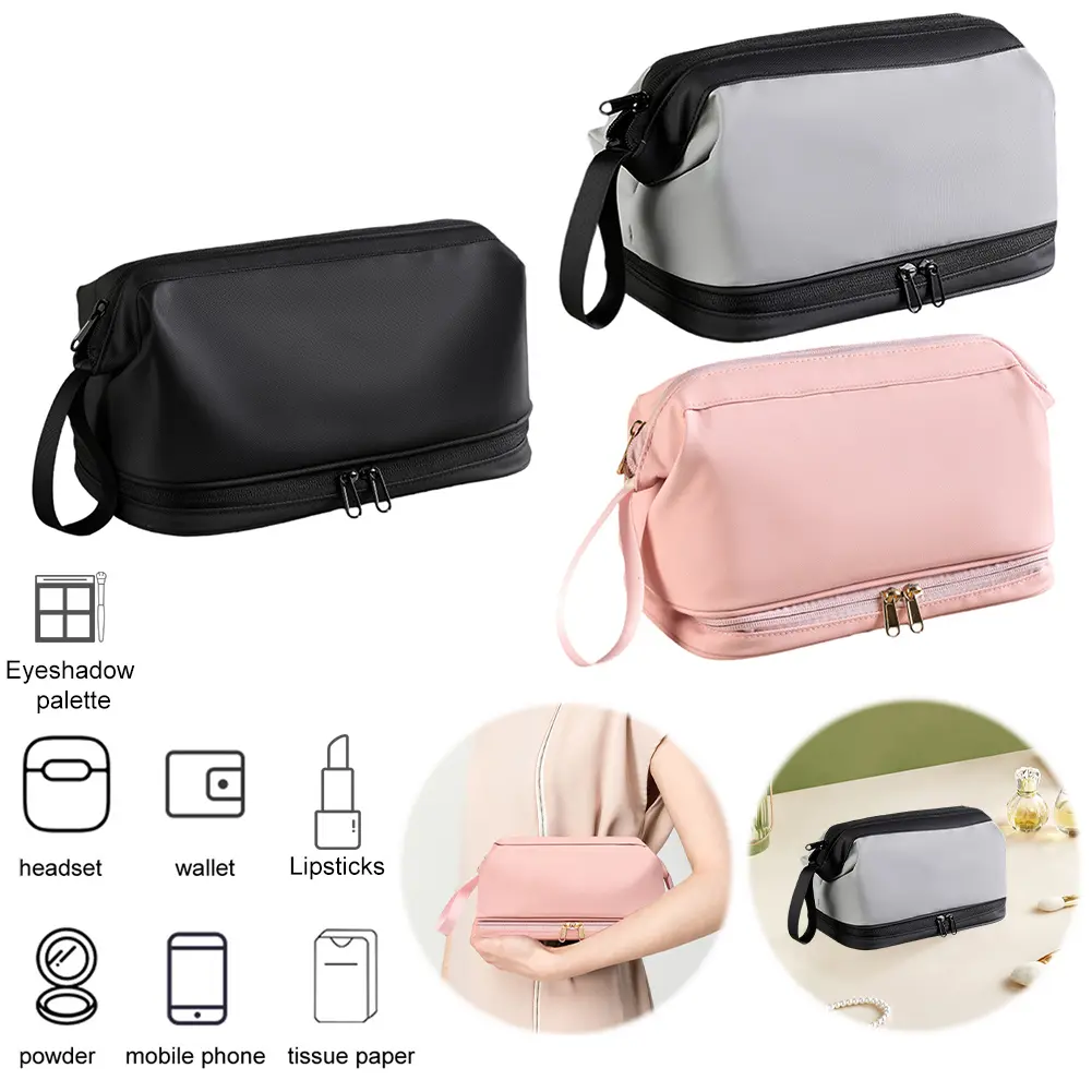 Women Wet Dry Separation Bag Large Capacity Cosmetic Bag Wear Resist Travel Organizer Bag Bathroom Shower Travel Bag