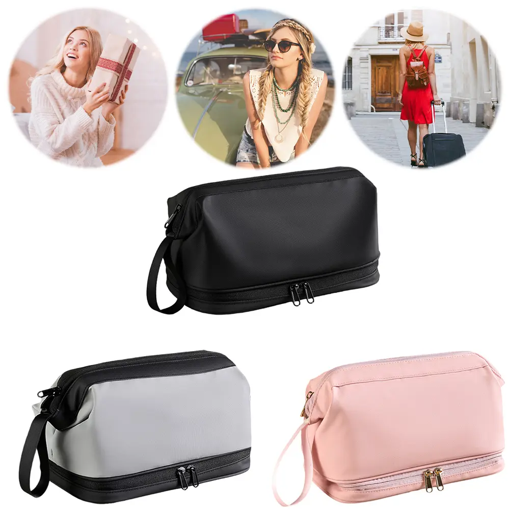 Women Wet Dry Separation Bag Large Capacity Cosmetic Bag Wear Resist Travel Organizer Bag Bathroom Shower Travel Bag