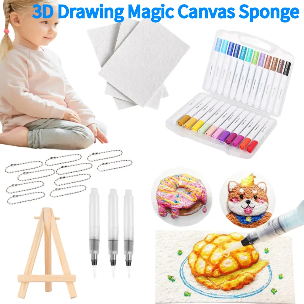3D Drawing Magic Canvas Sponge Foam Texture Painting Paper Magic Painting Paper Magic Puffy Paint Kit DIY Art Supplies