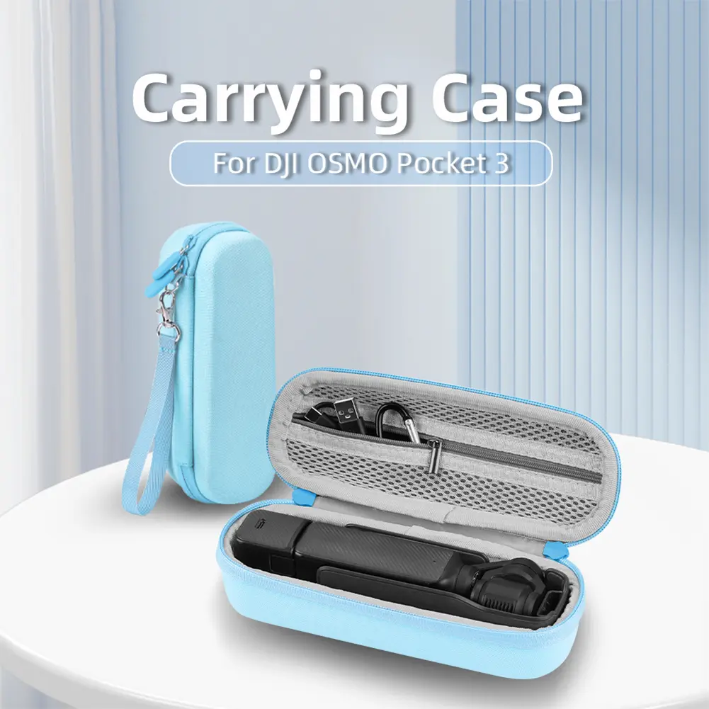For DJI Osmo Pocket 3 Portable Carrying Case with Carabiner Travel Camera Protect Cover Zipper Closure Hard Carrying Storage Box
