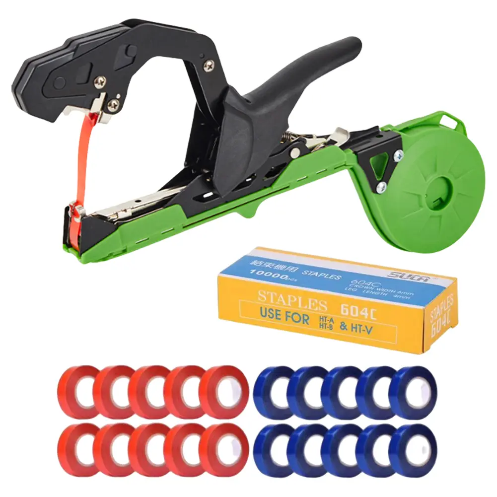 Branch Binding Machine with 10000 Staples 20 Rolls Tape Plant Tying Machine Multi-Function Plant Tape Gun for Grape Vine Tomato
