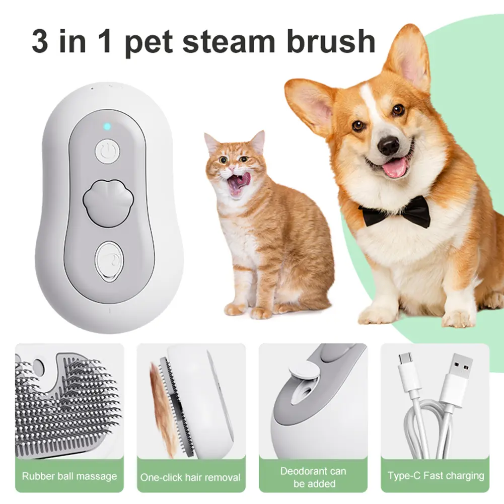 Cat Dog Steam Brush Steamy Brush Massage Comb Electric Spray Cat Hair Brushes Hair Removal Combs for Removing Tangled Loose Hair