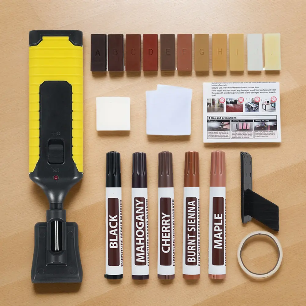 24Pcs Hardwood Floor Repair Kit Wood Touch Up Markers Furniture Markers Touch Up Wood Floor Scratch Remover for Cabinet Tables