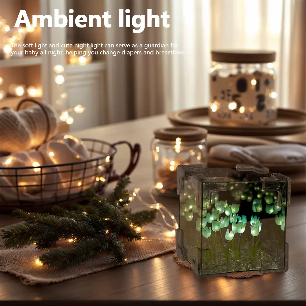 Artificial Tulip Flower Night Light Bedside Lamp LED Night Lamp Artificial Flower Lamp Bedroom Decor Birthday Gifts