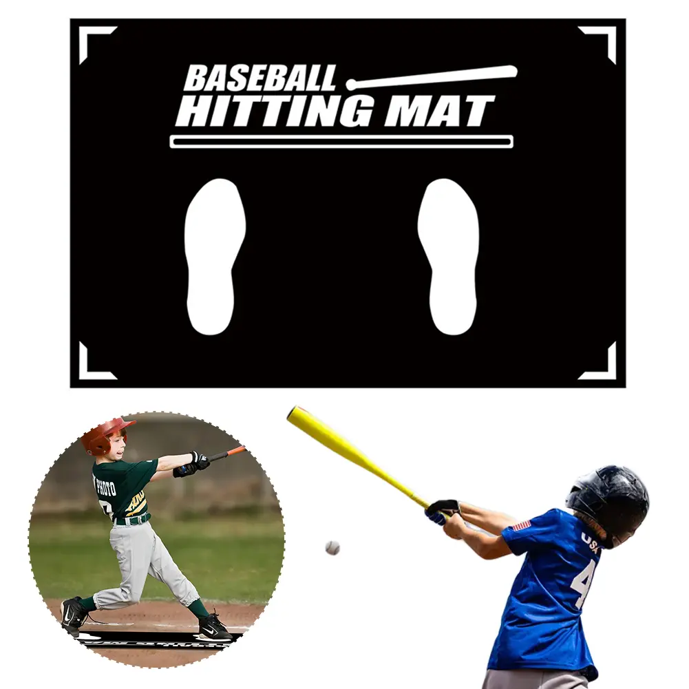 Aid Hitting Batting Practice Mat 90x60cm Baseball Batting Cushion with Toes Facing Place Baseball Training Accessories