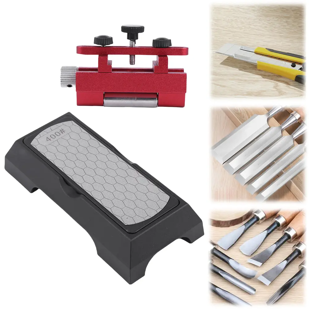 Honing Guide System Wear Resist Blade Sharpening Holder Kit 400/1000 Grit Diamond Sharpening Plate Set for Planer Chisel