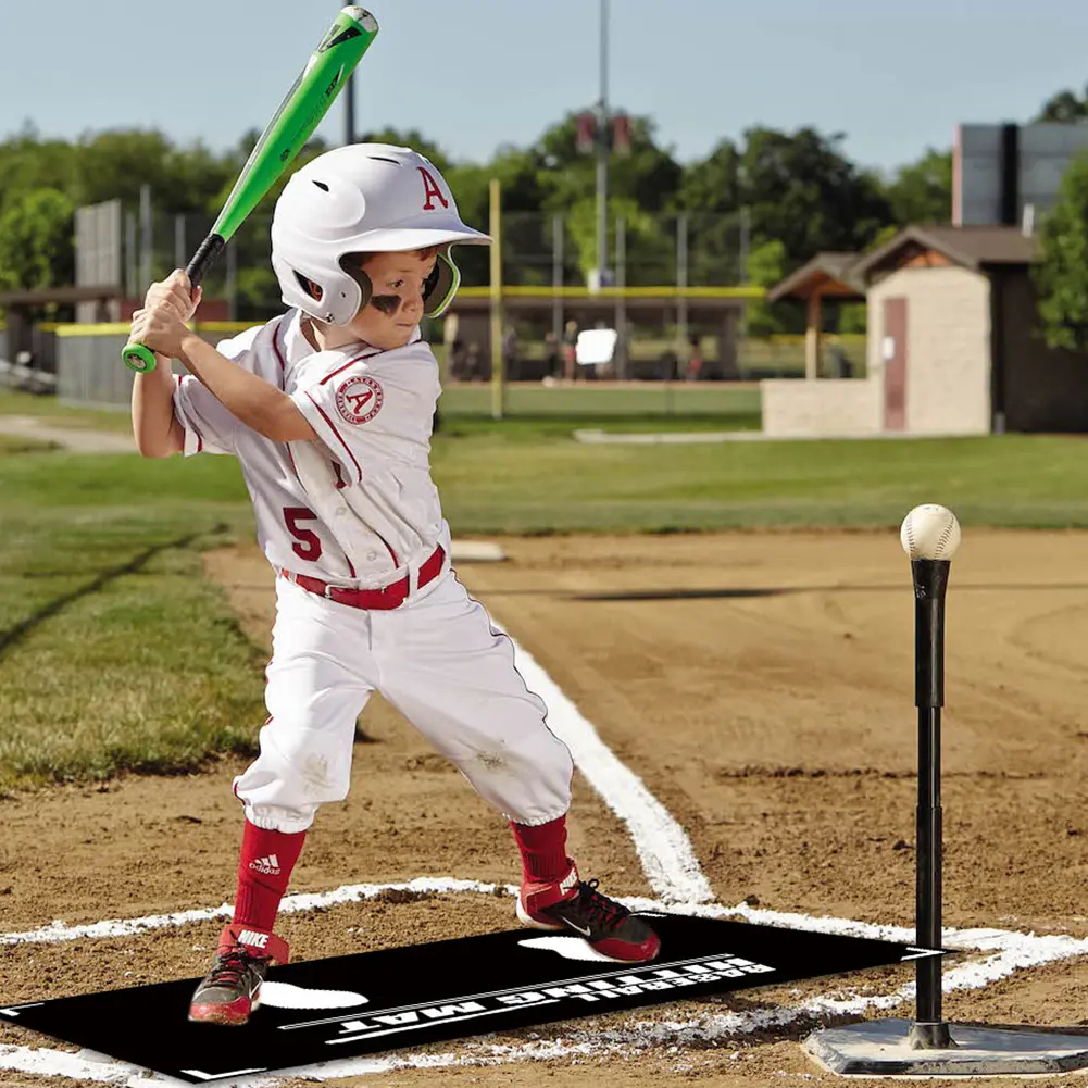Aid Hitting Batting Practice Mat 90x60cm Baseball Batting Cushion with Toes Facing Place Baseball Training Accessories