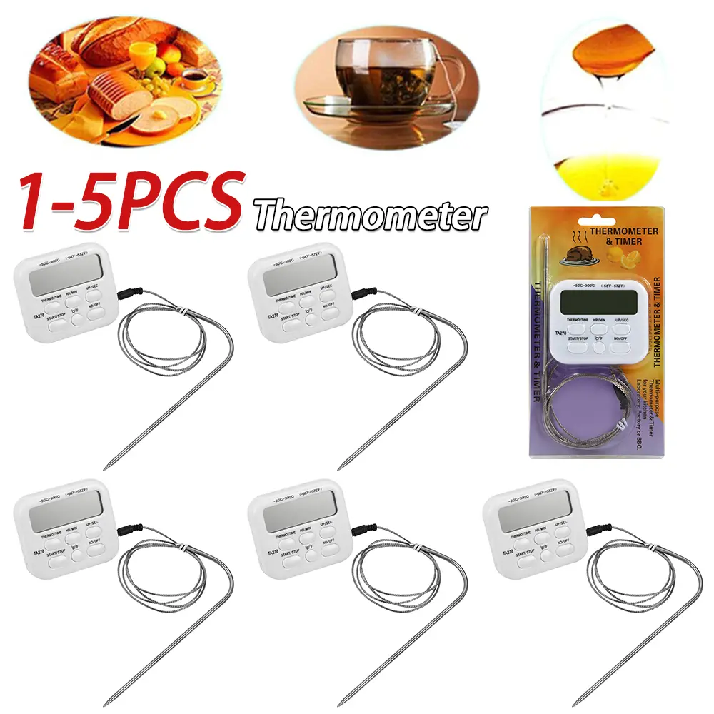 1-5PCS Digital Kitchen Meat Cooking Food Probe Oven Electronic BBQ Thermometer