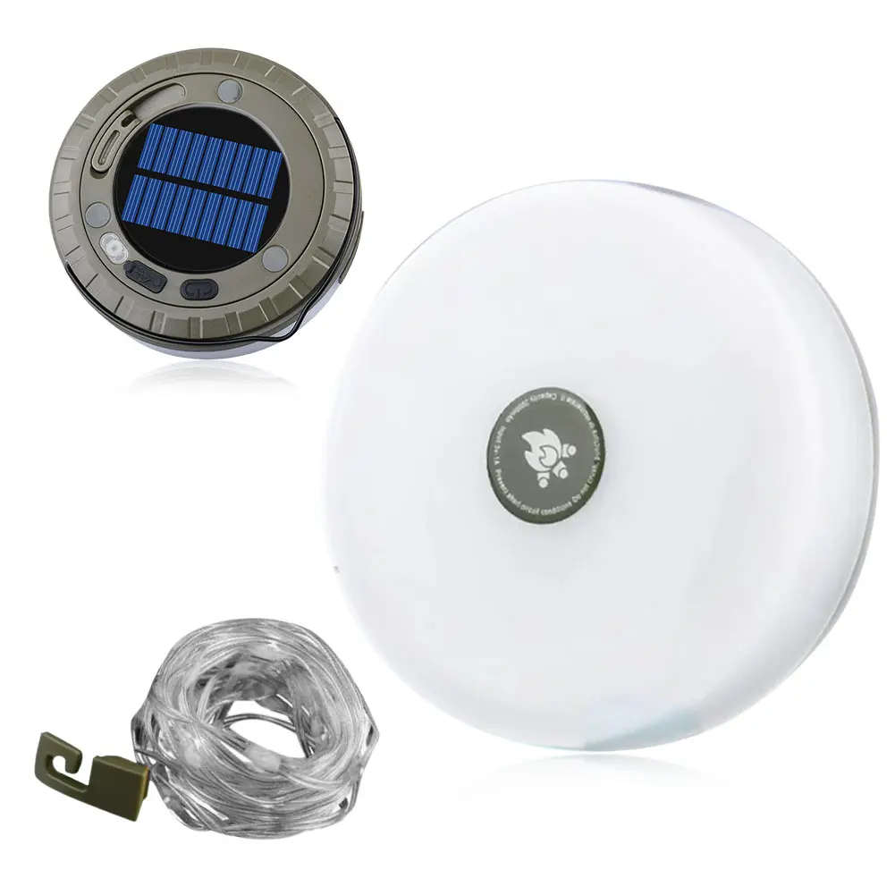 Solar Camping String Lights Rechargeable Camping Light Waterproof Emergency Lamp for Tent Camping Yard Garden Outdoor Decoration