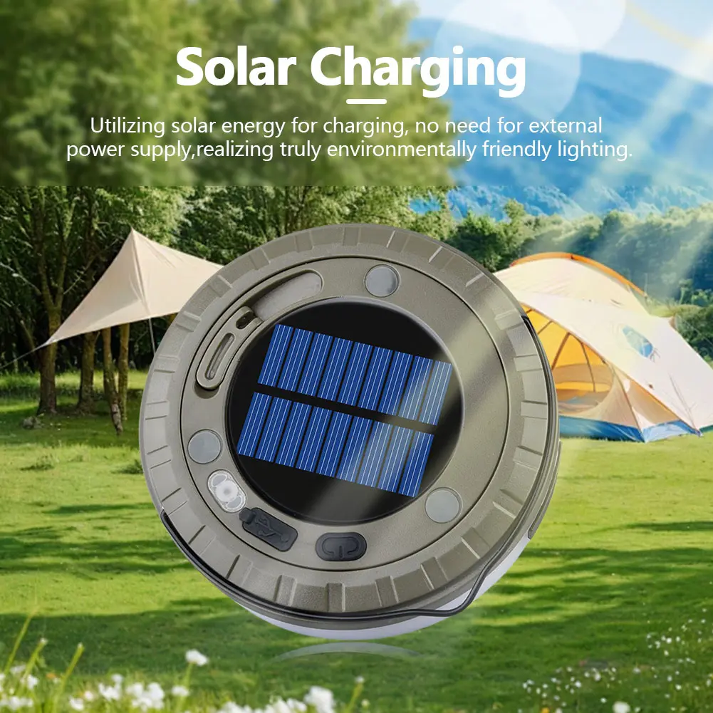 Solar Camping String Lights Rechargeable Camping Light Waterproof Emergency Lamp for Tent Camping Yard Garden Outdoor Decoration