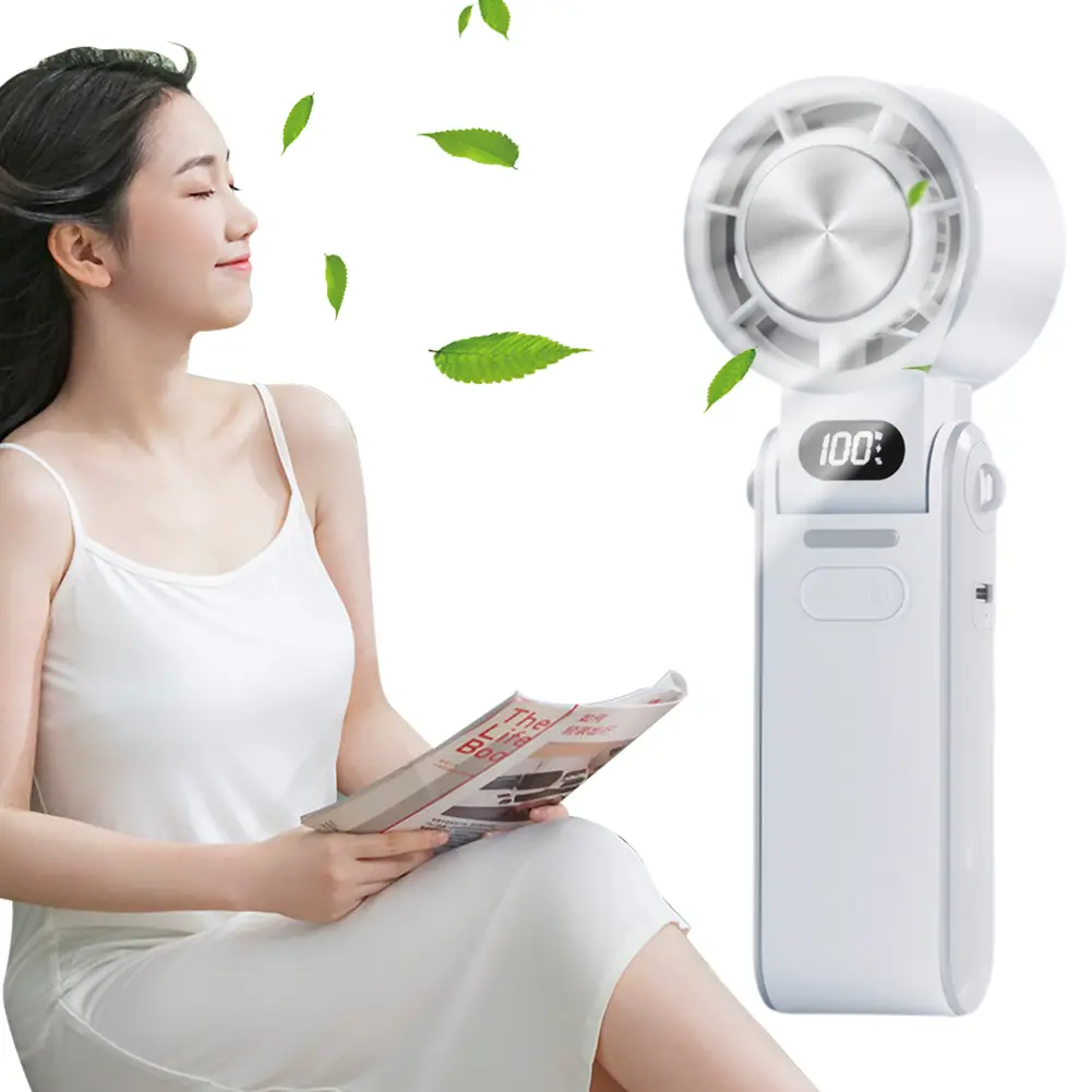 Portable Handheld Fan 3600mAh Rechargeable Foldable Desk Fan 100 Speeds Adjustable Pocket Fan for Travel Camping Outdoor