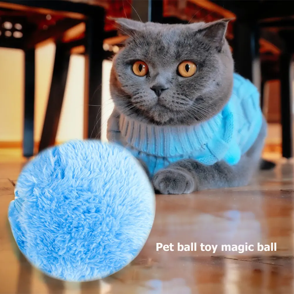 5pcs Pet Electric Balls No Toxic Automatic Dog Cat Balls Interactive Toys Automatic Pet Toy with 4 Plush Caps for Home Cleaning